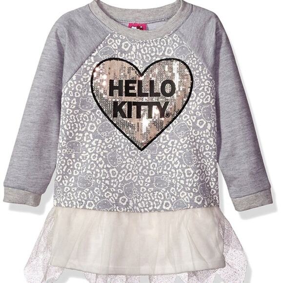 Hello Kitty Baby Girl Sequin Heart Tutu Dress Size 18 Mo Fleece Long Sleeve NWT - Picture 1 of 6